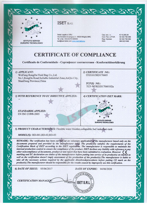 certificate of compliance.